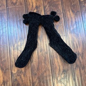 Slipper Socks Black Velvety SOFT Size 8/9